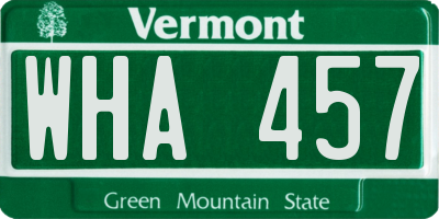 VT license plate WHA457