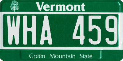 VT license plate WHA459