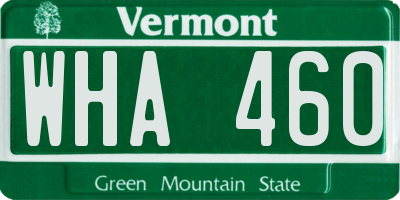 VT license plate WHA460