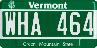 VT license plate WHA464