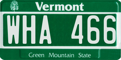 VT license plate WHA466