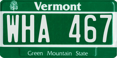VT license plate WHA467