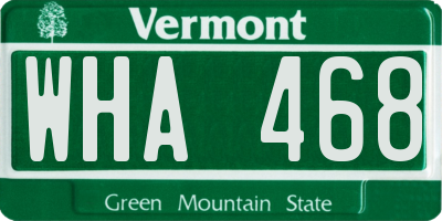VT license plate WHA468