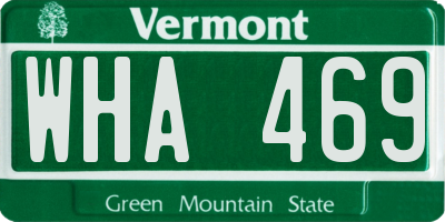VT license plate WHA469