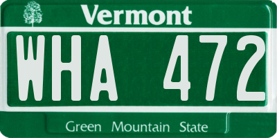 VT license plate WHA472