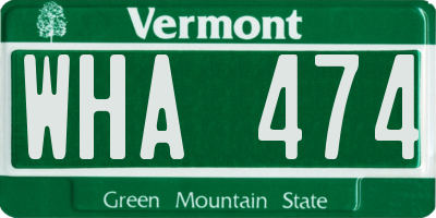 VT license plate WHA474
