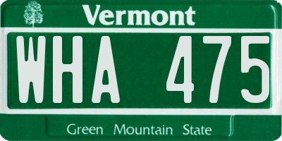 VT license plate WHA475
