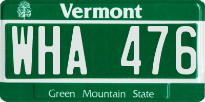 VT license plate WHA476
