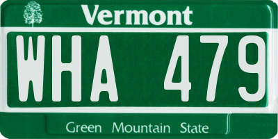 VT license plate WHA479