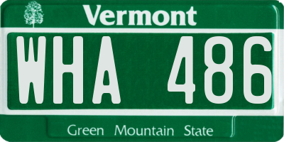 VT license plate WHA486