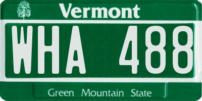 VT license plate WHA488