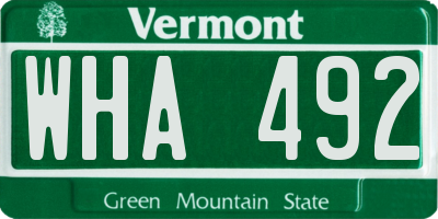 VT license plate WHA492