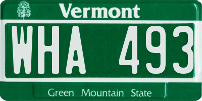 VT license plate WHA493