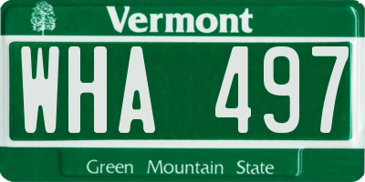 VT license plate WHA497