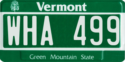 VT license plate WHA499