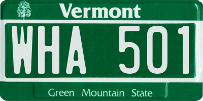 VT license plate WHA501