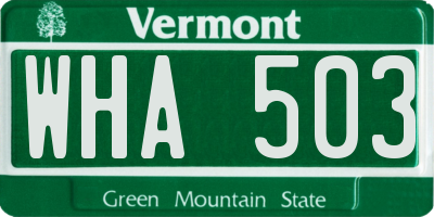 VT license plate WHA503