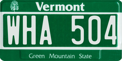 VT license plate WHA504