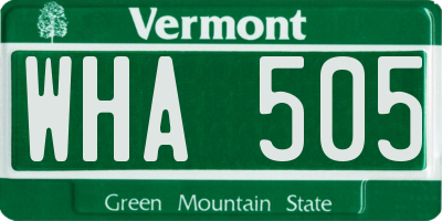 VT license plate WHA505