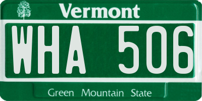 VT license plate WHA506