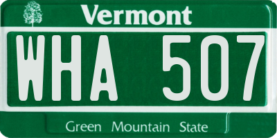 VT license plate WHA507