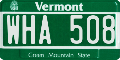 VT license plate WHA508
