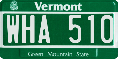 VT license plate WHA510