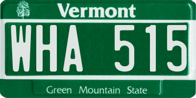 VT license plate WHA515