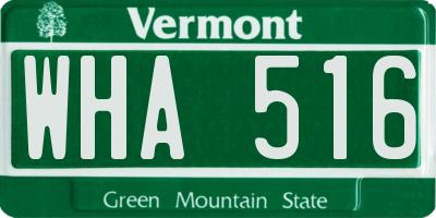 VT license plate WHA516