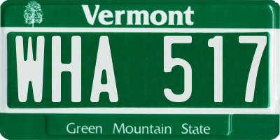 VT license plate WHA517