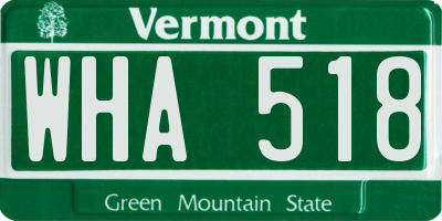 VT license plate WHA518