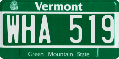 VT license plate WHA519