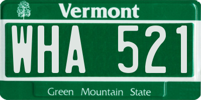 VT license plate WHA521