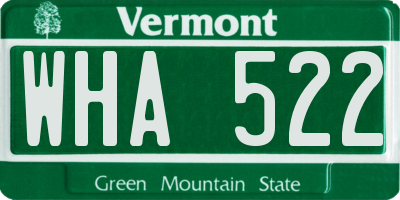VT license plate WHA522