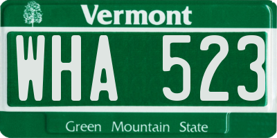 VT license plate WHA523
