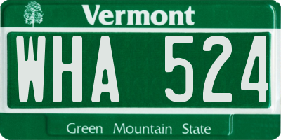 VT license plate WHA524