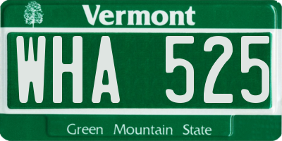 VT license plate WHA525