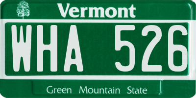 VT license plate WHA526