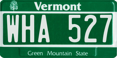 VT license plate WHA527