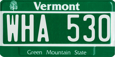 VT license plate WHA530
