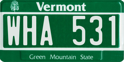 VT license plate WHA531