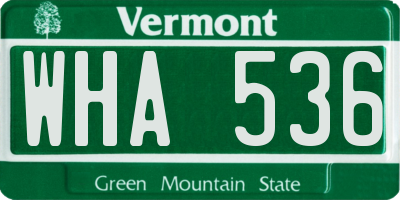 VT license plate WHA536