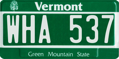 VT license plate WHA537