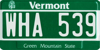 VT license plate WHA539
