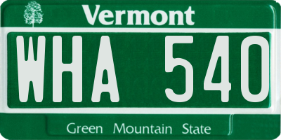 VT license plate WHA540