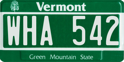 VT license plate WHA542