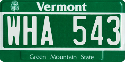 VT license plate WHA543