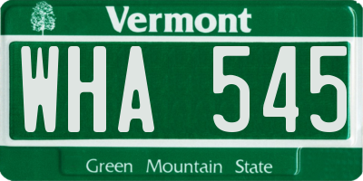 VT license plate WHA545