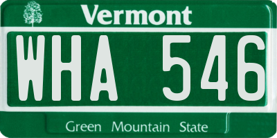 VT license plate WHA546