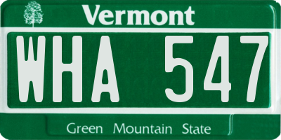 VT license plate WHA547